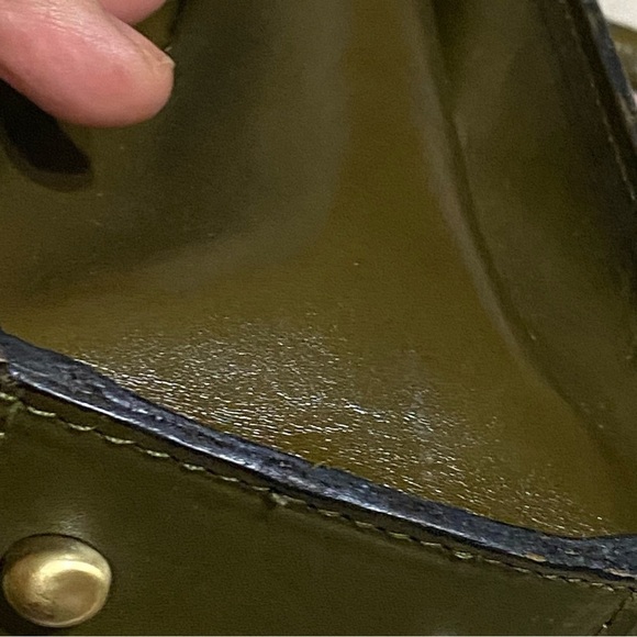 Patricia Nash Olive Green & Gold Embossed Leather Shoulder Bag - Picture 14 of 15